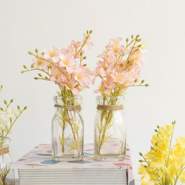 Kit Com 2 Arranjos De Mini Rosas No Vaso De Vidro | Formosinha